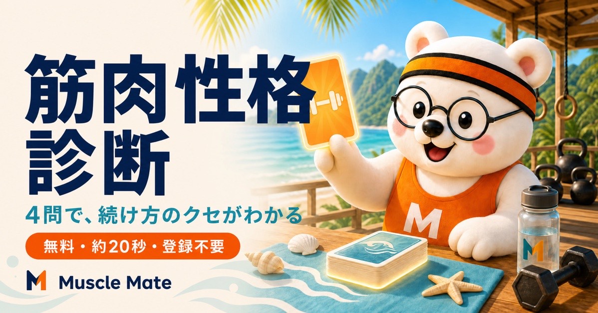 今日の筋トレ占いを楽しむMuscle Mateの筋肉性格診断ビジュアル